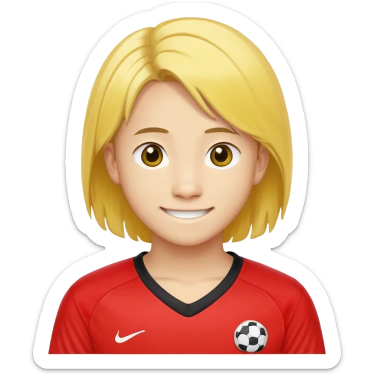 - Nam
- 15 tuổi
- Da vàng
- Tóc ngang vai
- Mặt bầu bĩnh, Cười mỉm, Mắt to, mũi to
- Áo bóng đá màu đỏ
 sticker