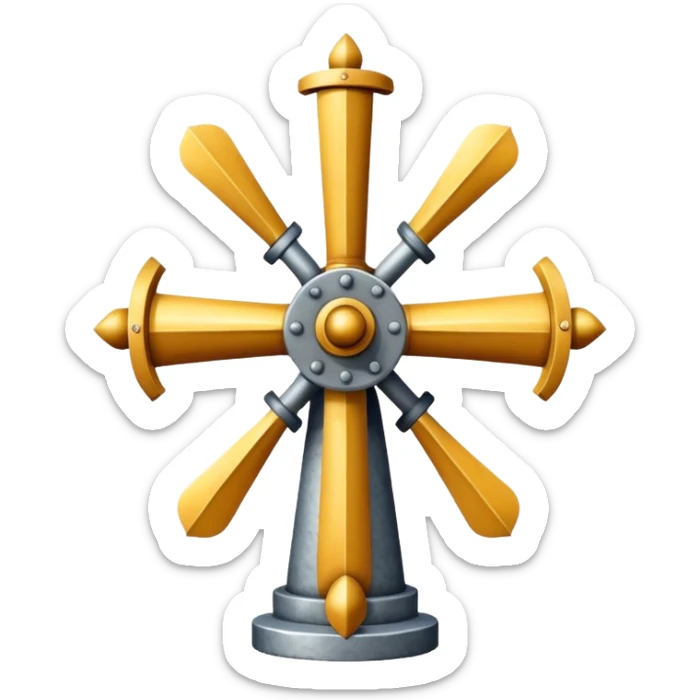 une croix avec quatre bras coudés à angle droit, tournés tous dans le même sens, comme un moulin figé sticker