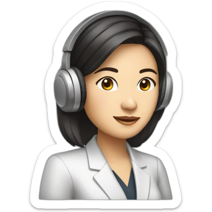 Female wealth management consultant, Asian, wearing headphones, Half-length portrait sticker