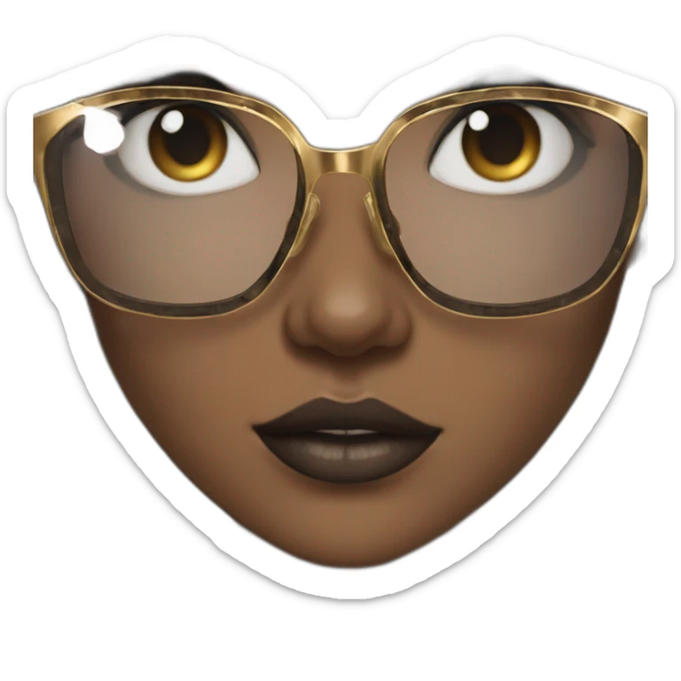 Girl with dark long hair, smokey eye makeup and big square gold glasses  sticker