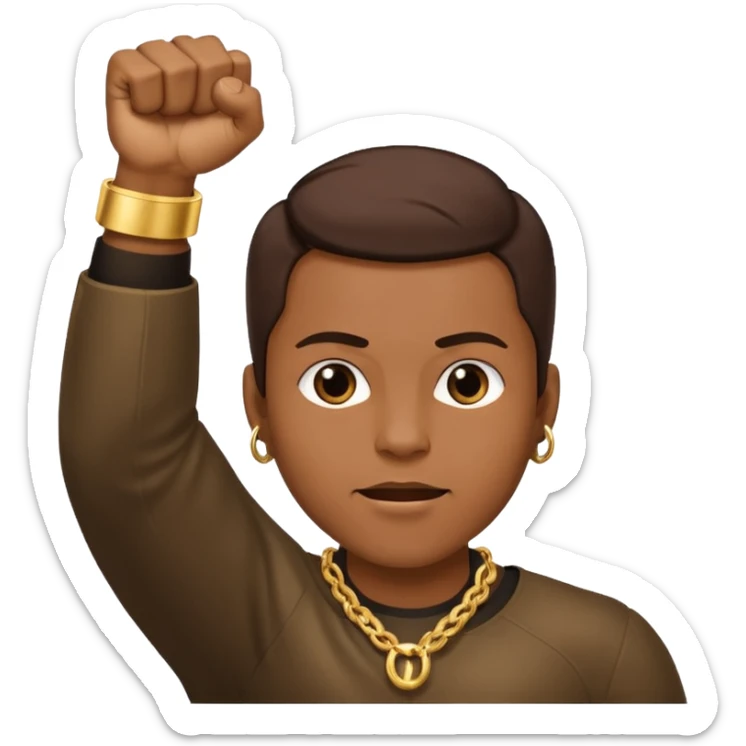 2 fists in the air one below on top like i got like hella money meme sticker