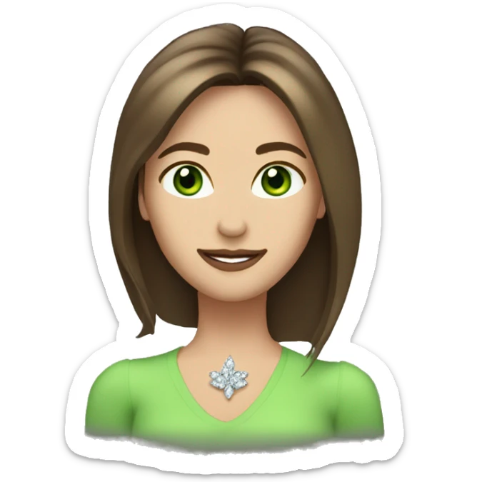 pretty 40 year old woman with grass green eyes and shoulder length straight brown hair diamond tiara sticker