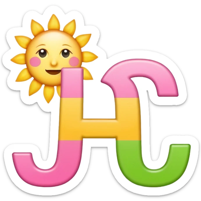 Latin letters SOL in emoji style, classic font, pink green and sunny colors, associations with energy and sun sticker