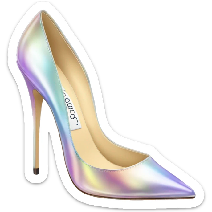Realistic isolated top view of a pair of pastel  iridescent Jimmy Choo stiletto high heel shoes.  sticker
