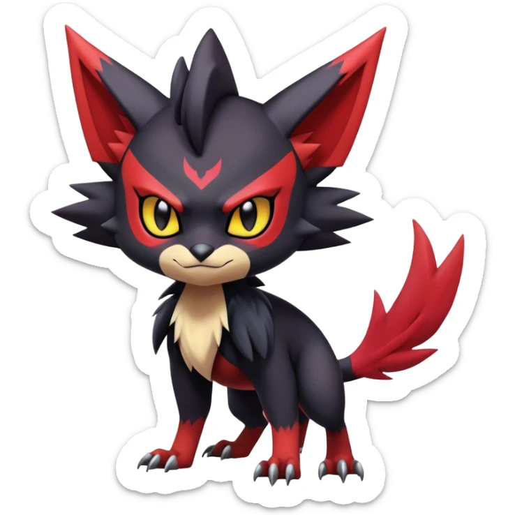 Edgy Cute Cool Kawaii Litten-Noivern-Zoroark-Noibat-Pokemon-hybrid Full Body  sticker