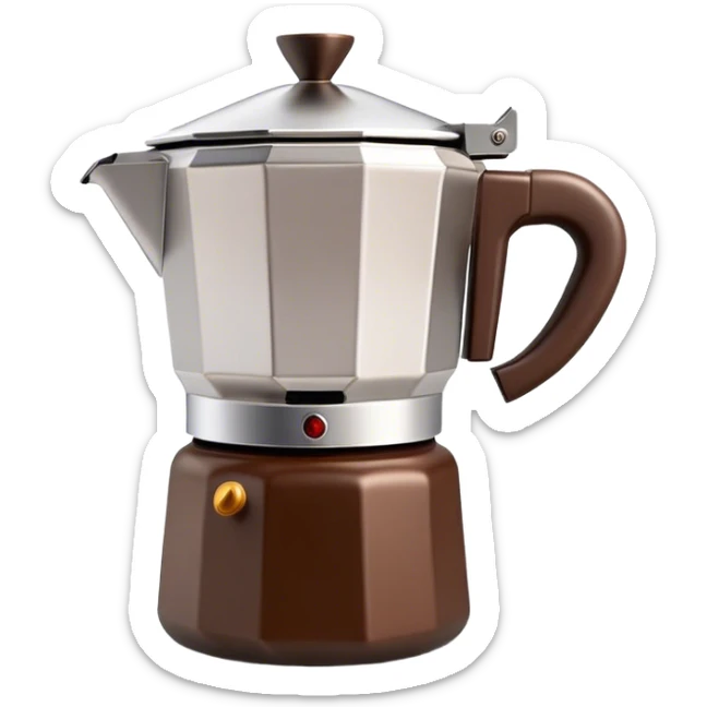 Cinematic Realistic Moka Pot Pop Culture Emoji, featuring an iconic Italian coffee maker rendered with classic charm and warm, inviting lighting. sticker