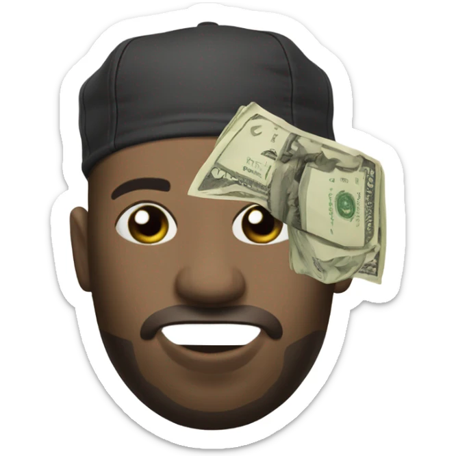 osamason an underground rapper with a stock of money next to his head sticker