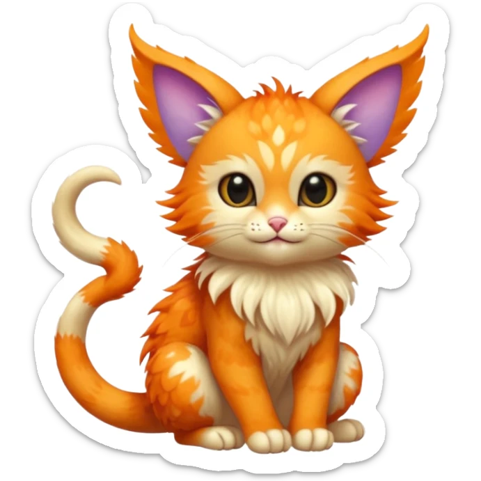 P moe meow meow cute fuzzy realistic Randomly-faerie-drake exotic Fakémon-creature sticker