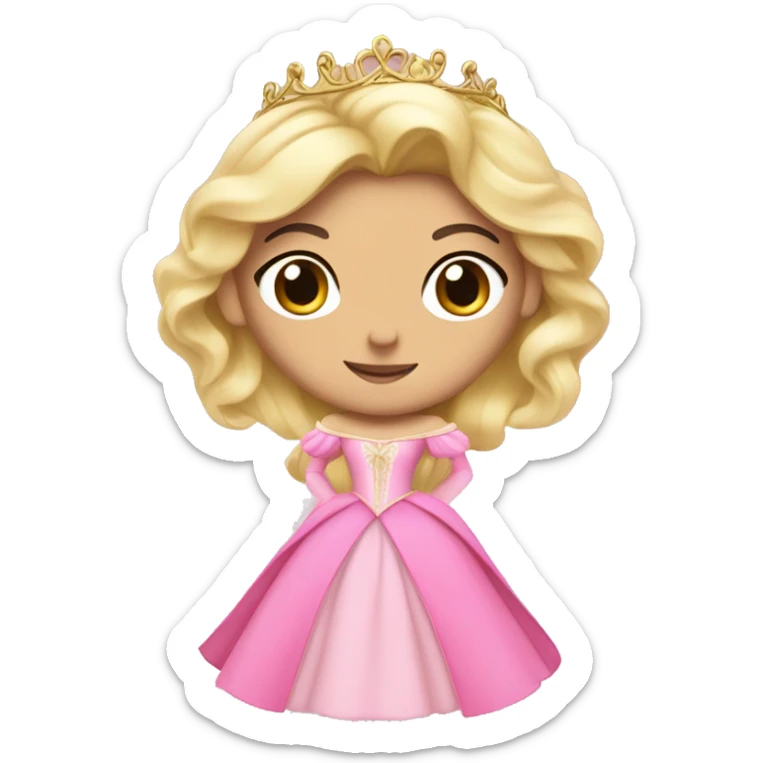 Princess Aurora with black hair with gold tiara pink dress   sticker