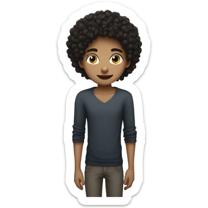 A fair-skinned girl with light hair kissing a tall guy with black curly hair (both of them have white skin). sticker