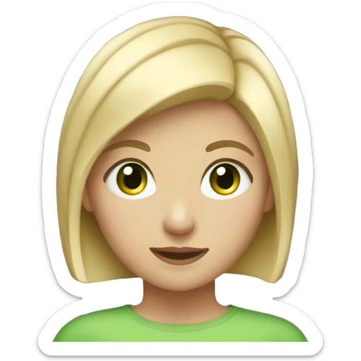 Girl with short blonde hair and green eyes sticker