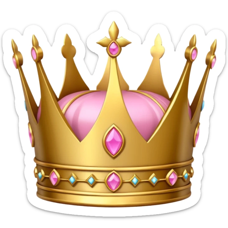 A luxurious golden crown with pink accents and elegant details, featuring a prominent empty space  sticker