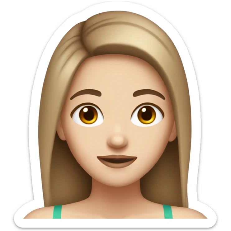 white girl applying cream on face with brown hair and brown eyes sticker