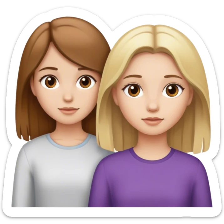 Girl with brown hair and girl with blonde hair  sticker