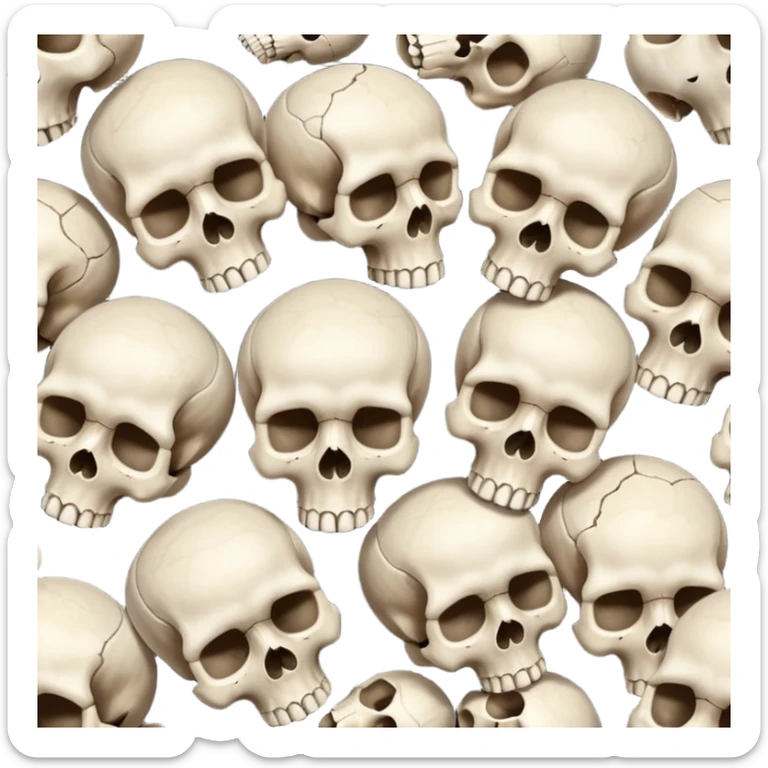 Piles of Skulls, seamless, top down perspective, in the style of gritty realism sticker