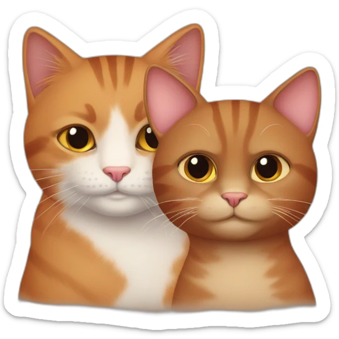 A red cat with brown eyes and a brown cat with brown eyes love each other sticker
