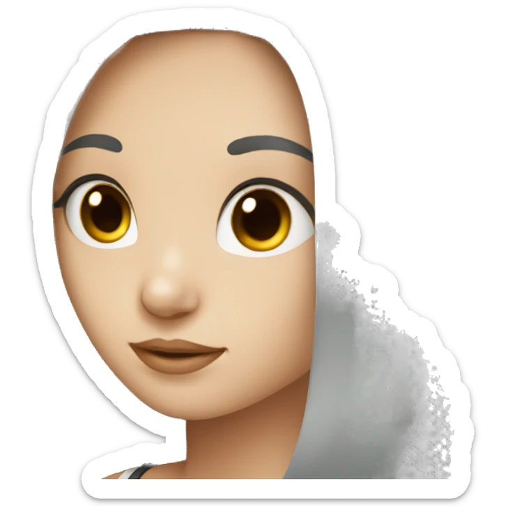 girl with fair skin and black long hair sticker