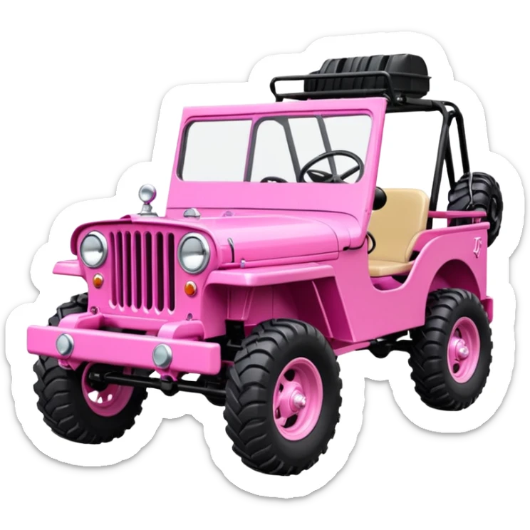 The Jetson’s Barbie Full size jungle tour 1942 Willy’s pink jeep crawler with installed winch on bumper  sticker