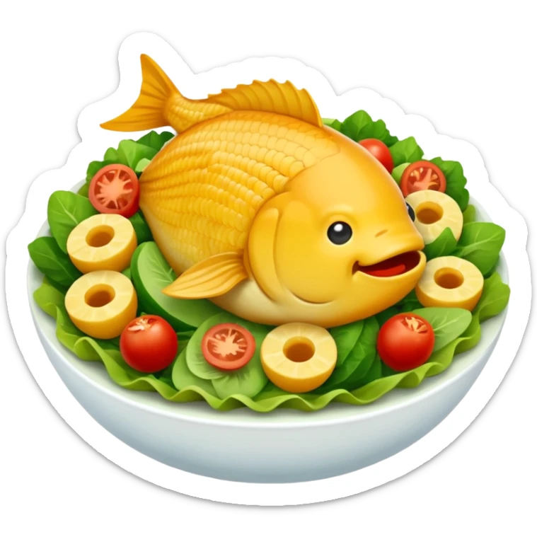 buatkan emoji salad namun berbentuk ikan 🐟 yang chubby untuk discord emoji sticker