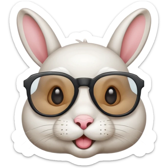 tête lapin avec lunette bouche fermée sticker