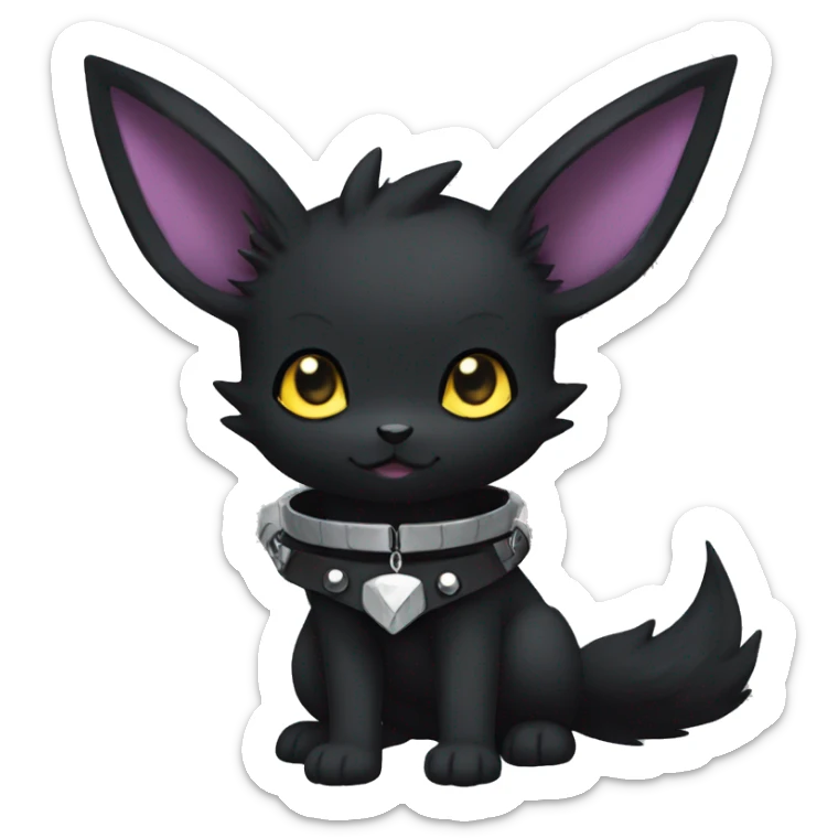 Dark Black Cute Punk Kawaii Eeveelution-Cute-Pokémon-fusion with a collar full body sticker