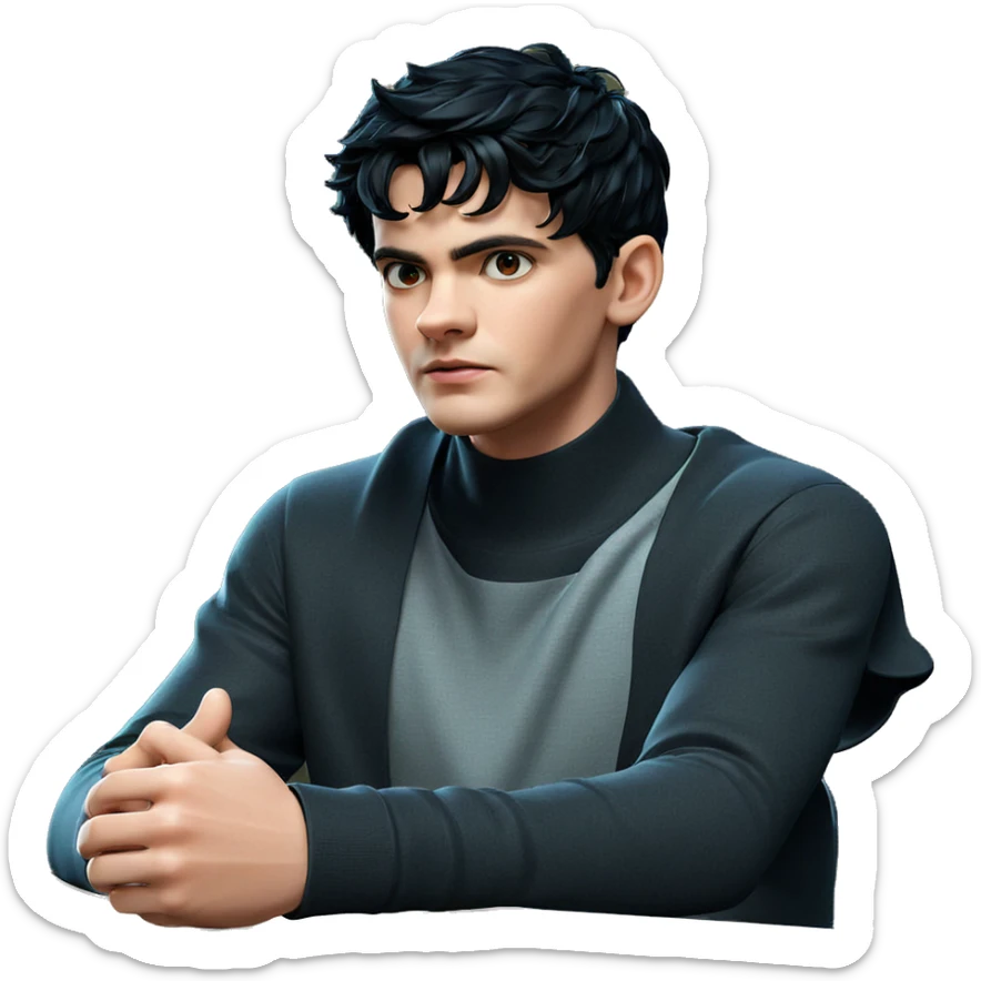 stylish boy with black hair sticker