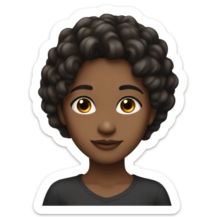 black hair brown eyes wavy hair girl brown skin sticker