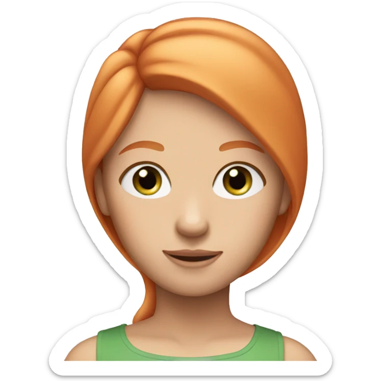 Girl with straight ginger hair and green eyes and pink top sticker
