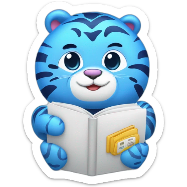The blue cartoon tiger has the word Safebooks in the middle of its belly sticker
