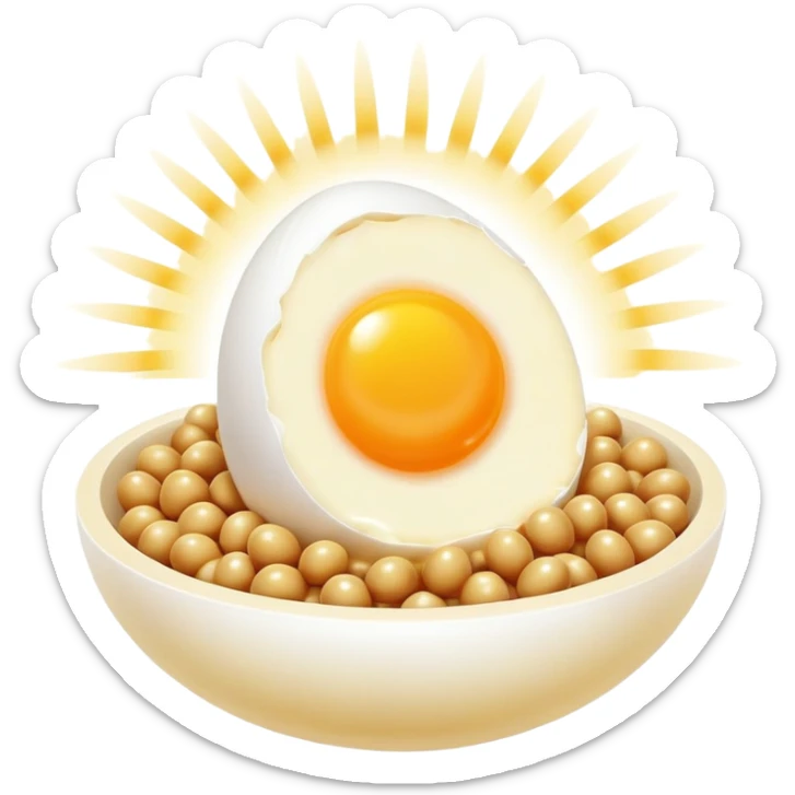 K2-rich foods (cheese, egg yolk, natto) emitting golden beams toward a luminous bone with a bright golden dot at its center. The scene is surrounded by an ethereal glow representing vitamin K2's ability to direct calcium to where it belongs. sticker