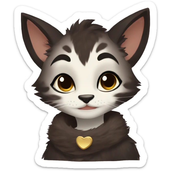 Anthro Shy Cute Cool Edgy Pretty Dark Brown Furry Feline Animal Anthro Sona sticker