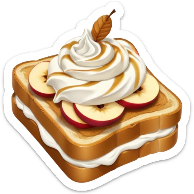 toast with apple slices on top with a swirl of whipped cream sticker