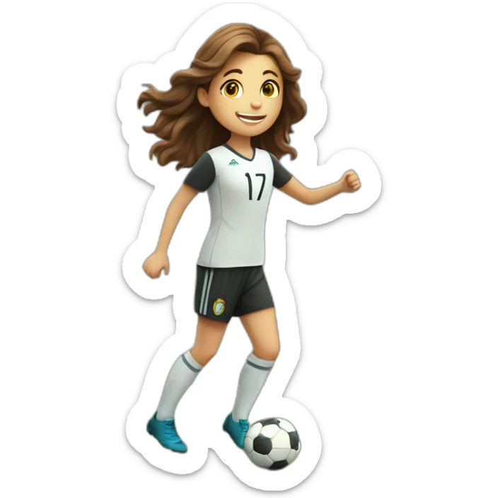 Caucasian girl with long Brown hair doing cr7 celebration as scores a goal full body sticker