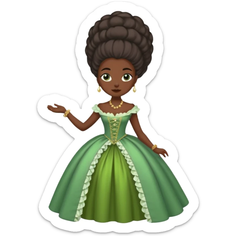 marie Antoinette fashion dark skinned woman green dress sticker