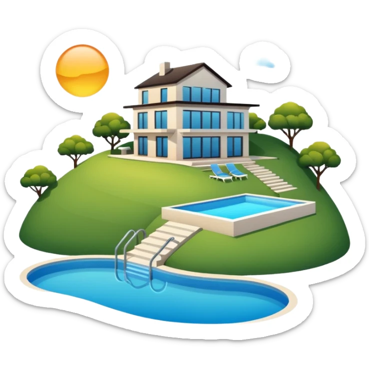 modern house on the hill, with a pool ON THE HILL WITH VIEW OF THE CITY sticker