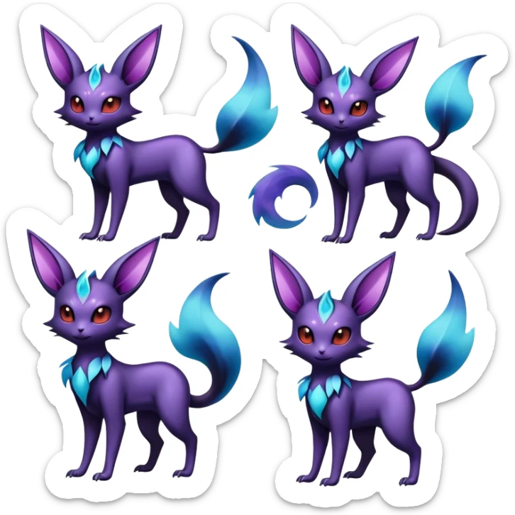 Shiny Dark Ethereal Noibat-Espeon-Umbreon-Nidorino-fusion-hybrid full body sticker