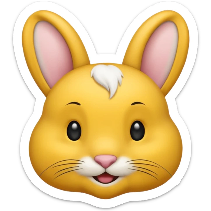 emoji d'une tête de lapin jaune et noire qui dit bonjour sticker