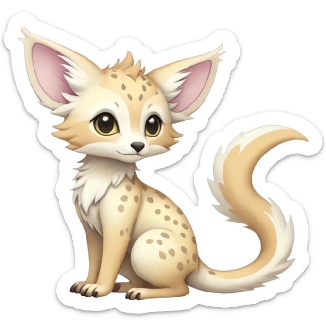 Feral Rare Fantasy cute pastel Vernid-Trico-species by LiLaiRa, random markings, tufted tail, tufted ears, full body sticker