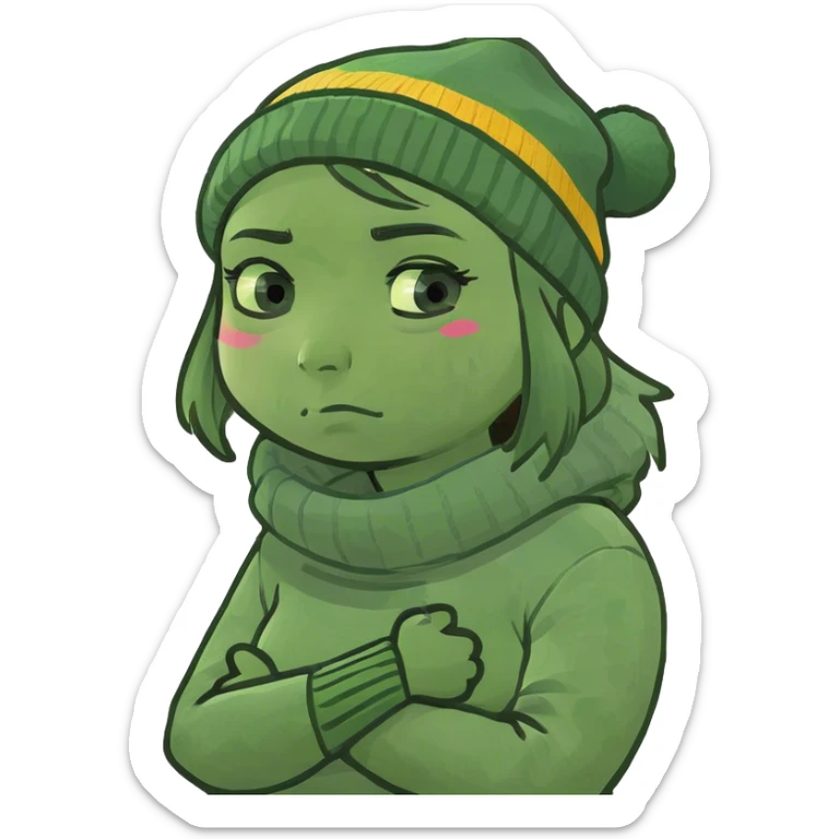 girl crossing arms holding neck making upset face emoji sticker