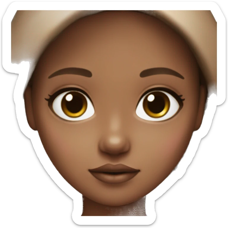 deep brown doll eyes, light brown hair, feminine, pink, girl, angelic sticker