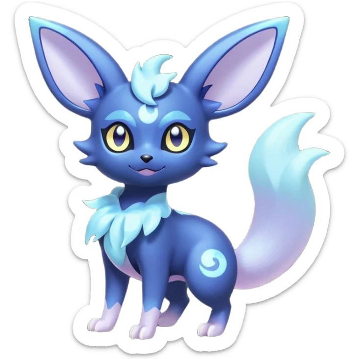 Shiny pastel Nebulae Noibat-Meowstic-Umbreon-Fakémon-hybrid-creature (full body)  sticker