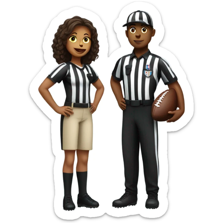 American football woman referee with boy football player  sticker