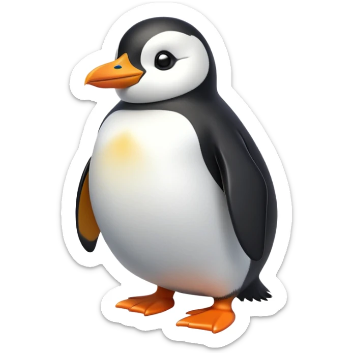 cinematic-penguin-realistic-full-body-standing-emoji,-plump-body-balanced-with-tiny-wings-tucked-close,-sleek-black-and-white-feathers-smoothly-layered,-head-tilted-dramatically,-bright-orange-beak-glinting-in-the-arctic-sun,-simplified-yet-realistic-focused-features,-highly-detailed,-glowing-with-an-almost-sarcastic-glow

 sticker