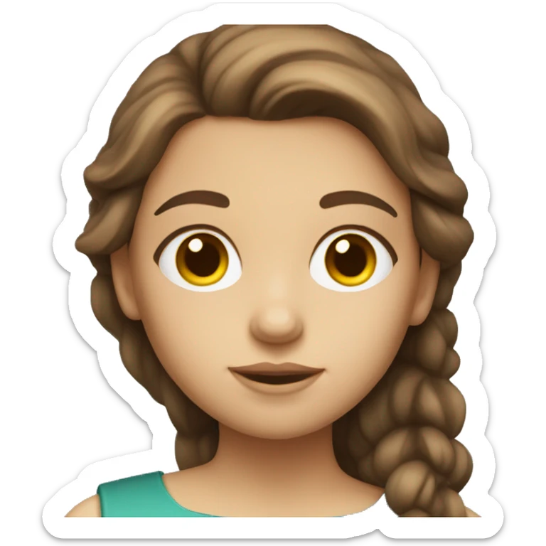 A bust of Girl with brown hair and light skin reading a book sticker