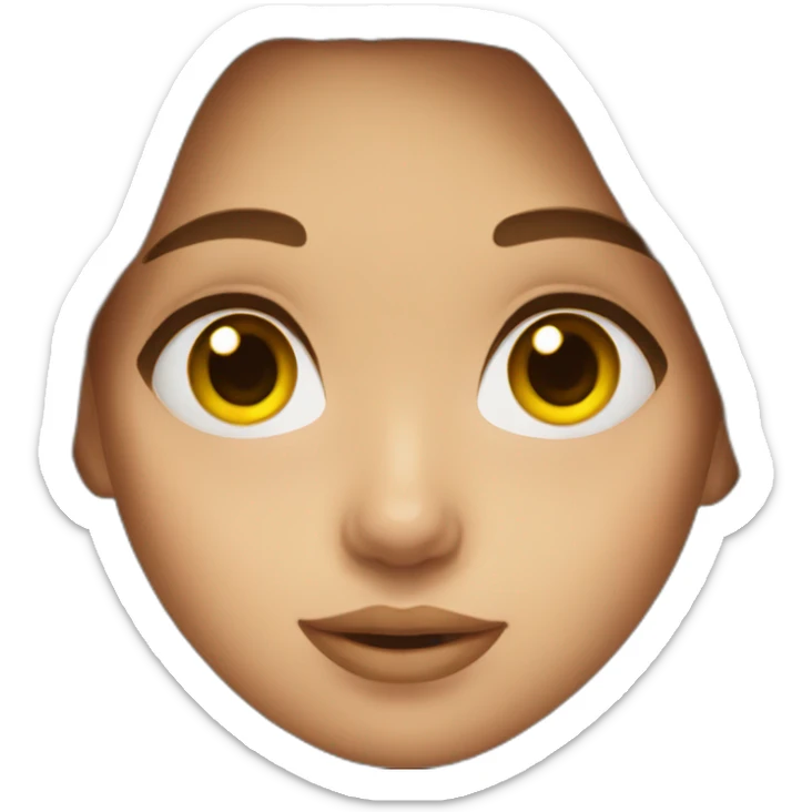Girl with brown hair brown eyes and yellow skin sticker