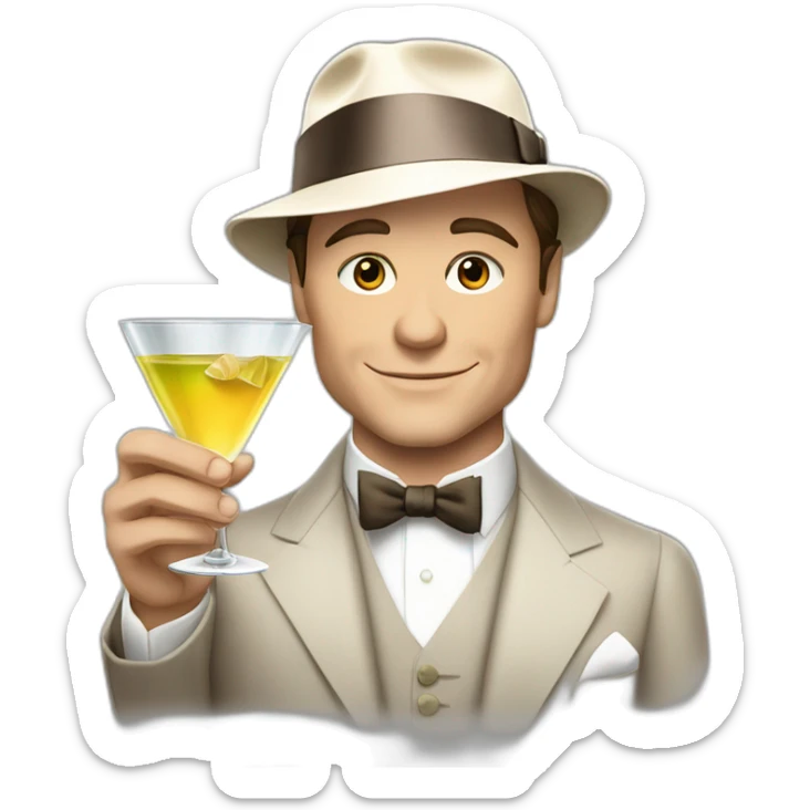 Leonardo Di Caprio in the movie The Great Gatsby with a glass of martini sticker