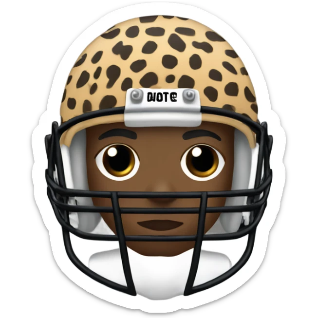 african american football player with dreads and cheetah print uniform with black bows on the front of the helmet sticker