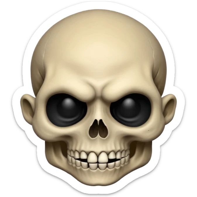 human skull face troll emojie used in ticktock reels. black in colour sticker