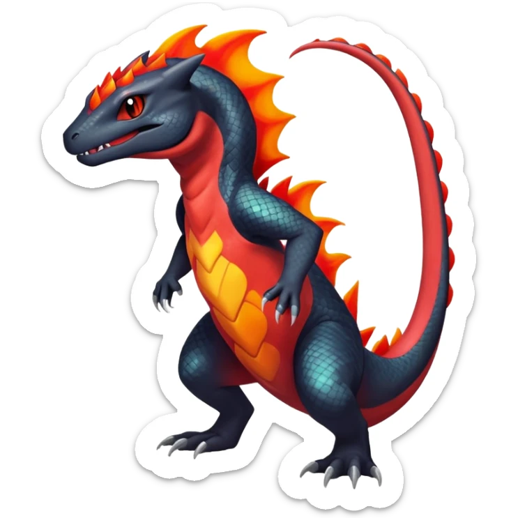 Colorful Dark Shiny Exotic Salandit-Charmeleon-Quilava-Fakémon-hybrid-creature (full body)  sticker
