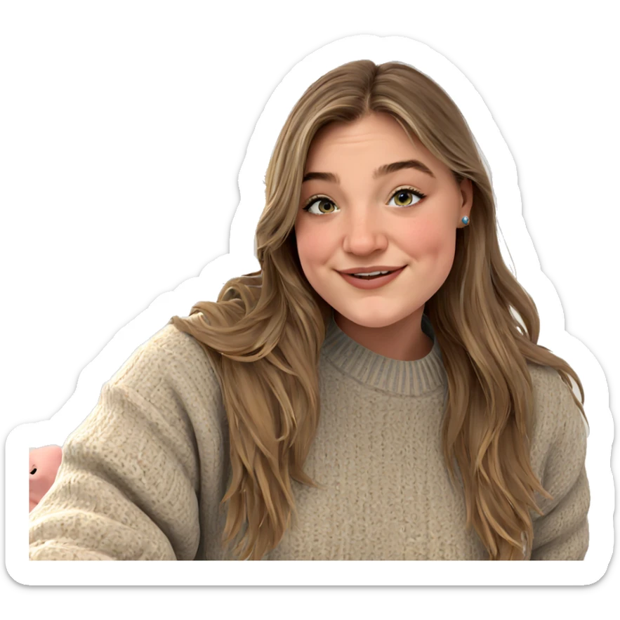 smiling girl in cozy sweater sticker
